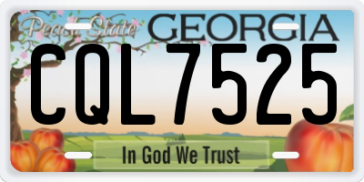 GA license plate CQL7525