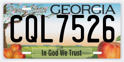 GA license plate CQL7526