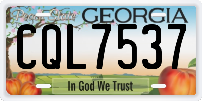 GA license plate CQL7537