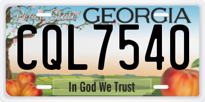GA license plate CQL7540