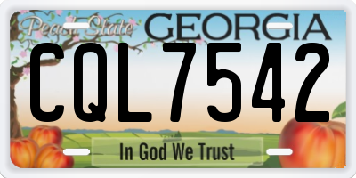 GA license plate CQL7542