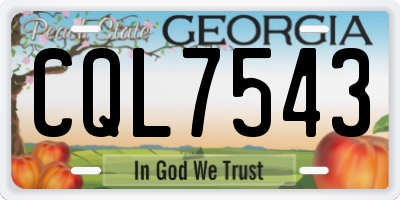 GA license plate CQL7543