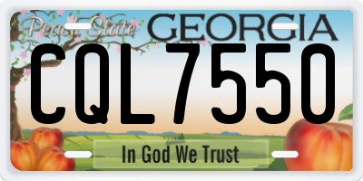 GA license plate CQL7550