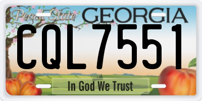 GA license plate CQL7551