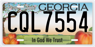 GA license plate CQL7554