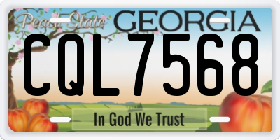 GA license plate CQL7568
