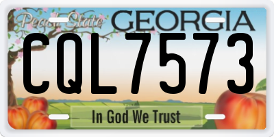 GA license plate CQL7573