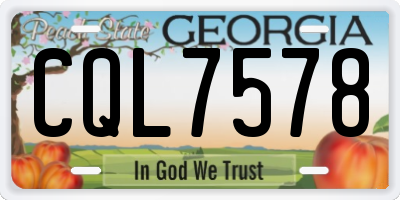 GA license plate CQL7578