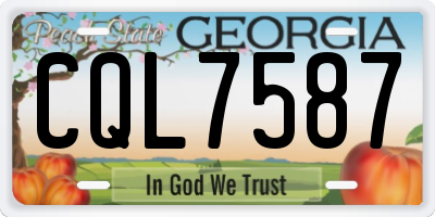 GA license plate CQL7587