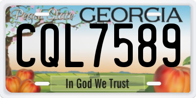 GA license plate CQL7589