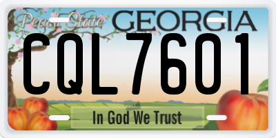 GA license plate CQL7601