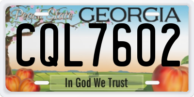 GA license plate CQL7602