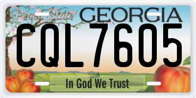 GA license plate CQL7605