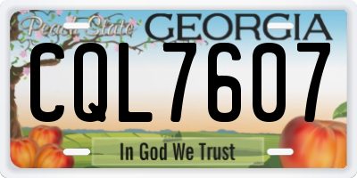 GA license plate CQL7607