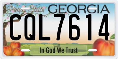 GA license plate CQL7614