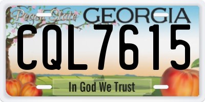 GA license plate CQL7615