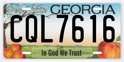 GA license plate CQL7616
