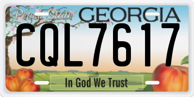 GA license plate CQL7617