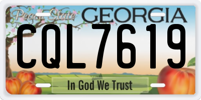 GA license plate CQL7619