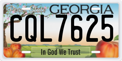 GA license plate CQL7625