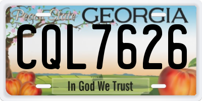 GA license plate CQL7626