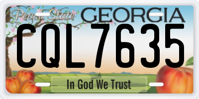 GA license plate CQL7635