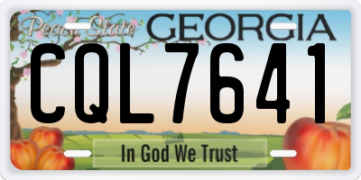 GA license plate CQL7641