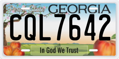 GA license plate CQL7642