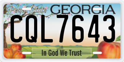 GA license plate CQL7643