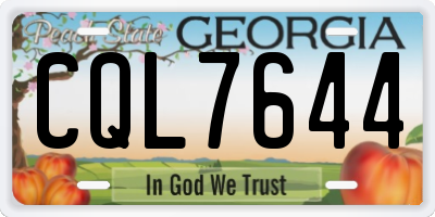 GA license plate CQL7644