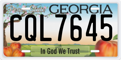 GA license plate CQL7645
