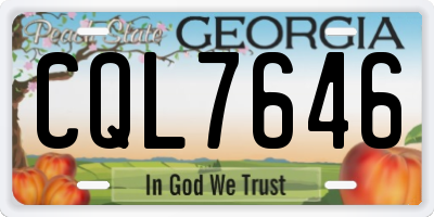 GA license plate CQL7646