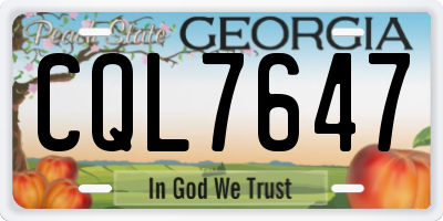 GA license plate CQL7647