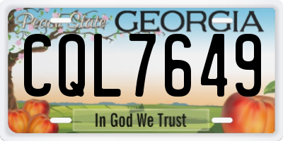 GA license plate CQL7649