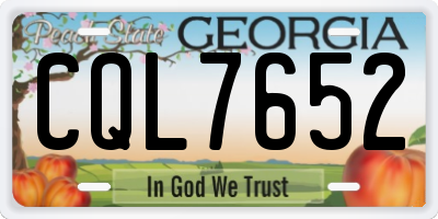GA license plate CQL7652