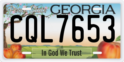 GA license plate CQL7653