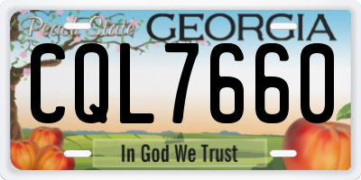 GA license plate CQL7660