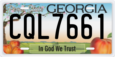 GA license plate CQL7661