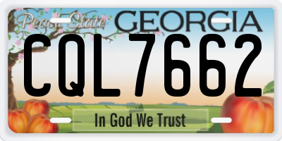 GA license plate CQL7662