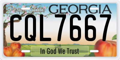 GA license plate CQL7667