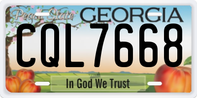 GA license plate CQL7668