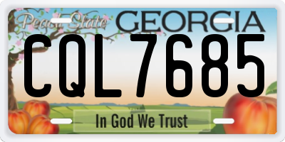 GA license plate CQL7685
