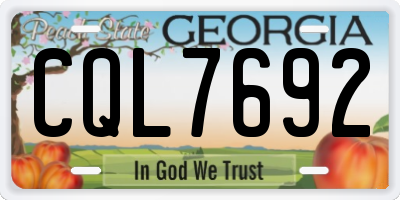 GA license plate CQL7692