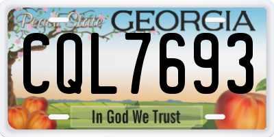 GA license plate CQL7693