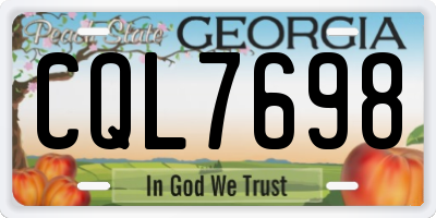 GA license plate CQL7698