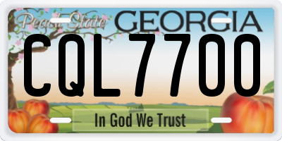 GA license plate CQL7700