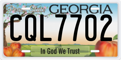 GA license plate CQL7702
