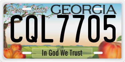 GA license plate CQL7705