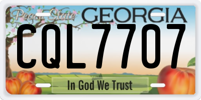 GA license plate CQL7707