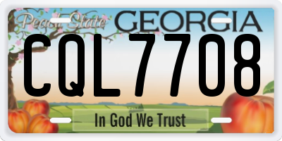 GA license plate CQL7708